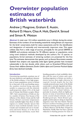 Overwinter Population Estimates of British Waterbirds Andrew J