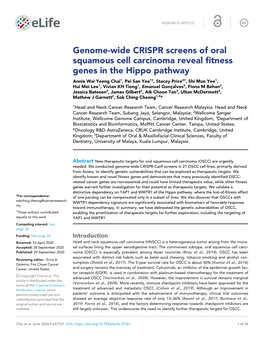 Genome-Wide CRISPR Screens of Oral Squamous Cell Carcinoma Reveal