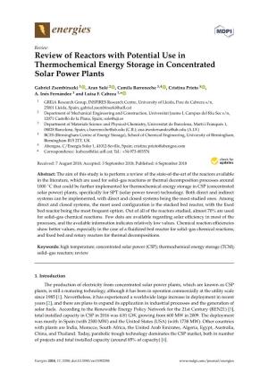 Review of Reactors with Potential Use in Thermochemical Energy Storage in Concentrated Solar Power Plants