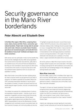 Security Governance in the Mano River Borderlands