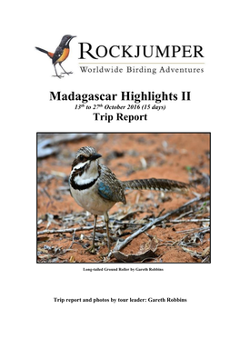 Madagascar Highlights II 13Th to 27Th October 2016 (15 Days) Trip Report