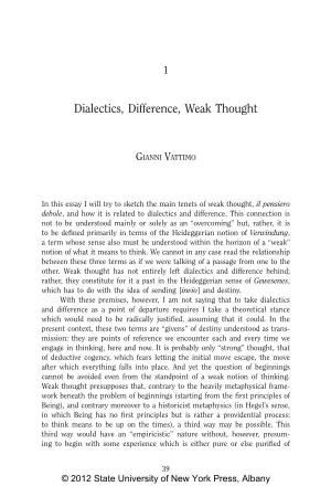 Dialectics, Difference, Weak Thought
