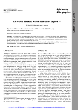 An R-Type Asteroid Within Near-Earth Objects?