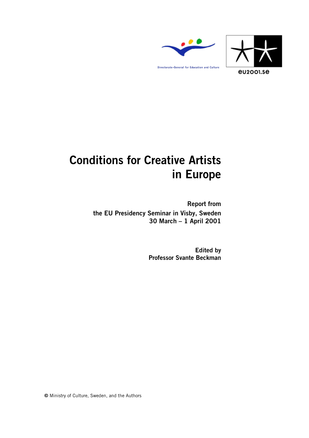 Conditions for Creative Artists in Europe