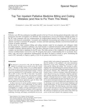 Top Ten Inpatient Palliative Medicine Billing and Coding Mistakes (And How to Fix Them This Week)