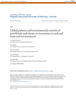 Global Patterns and Environmental Controls of Perchlorate and Nitrate Co-Occurrence in Arid and Semi-Arid Environments W