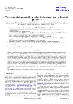 The Extremely Low-Metallicity Tail of the Sculptor Dwarf Spheroidal Galaxy�,��