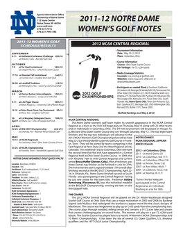 2011-12 Notre Dame Women's Golf Notes