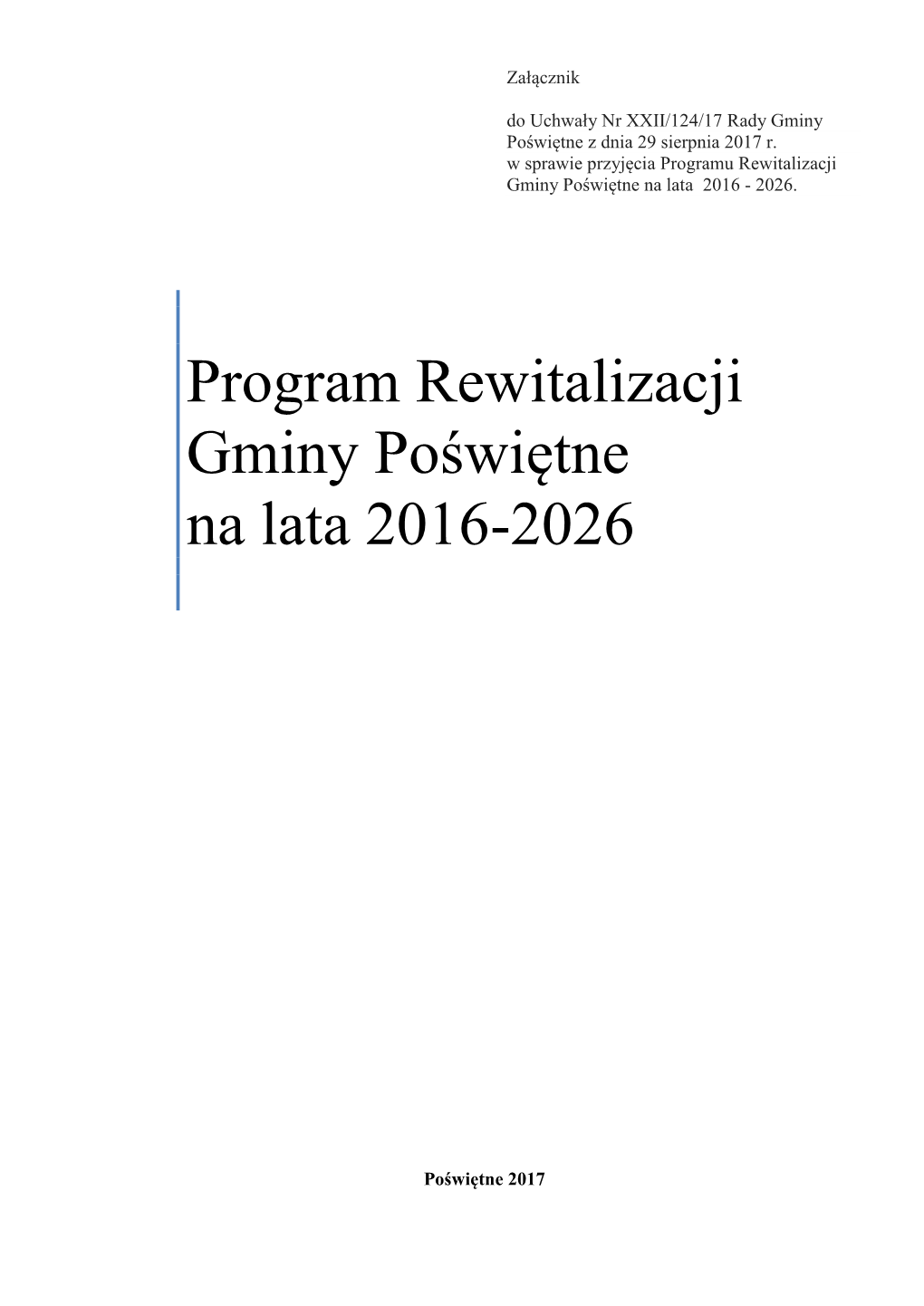 Program Rewitalizacji Gminy Poświętne Na Lata 2016-2026