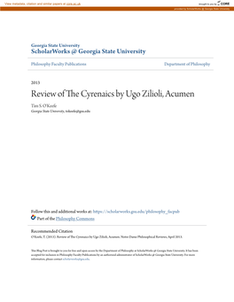 Review of the Cyrenaics by Ugo Zilioli, Acumen