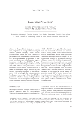 Conservation Perspectives: Review of New Science and Primary Threats to Golden-Winged Warblers