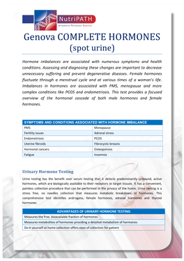 Genova COMPLETE HORMONES (Spot Urine)