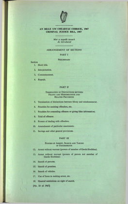 An Bille Um Cheartas Coeriuil, 1967 Criminal Justice Bill, 1967