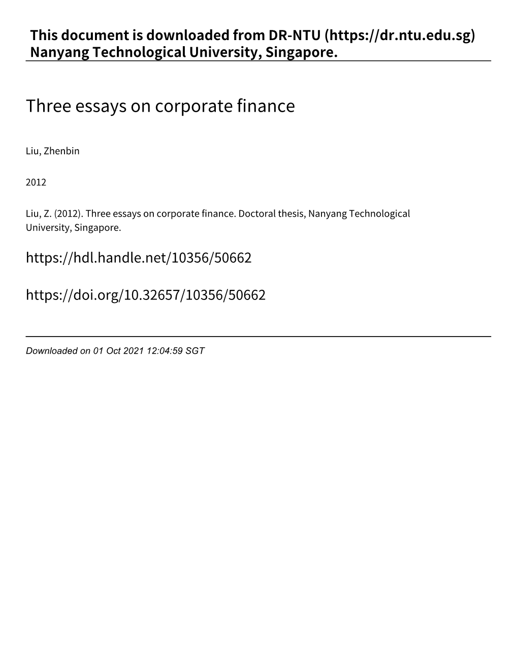 Three Essays on Corporate Finance