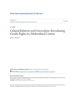 Cultural Relativity and Universalism: Reevaluating Gender Rights in a Multicultural Context Elene G