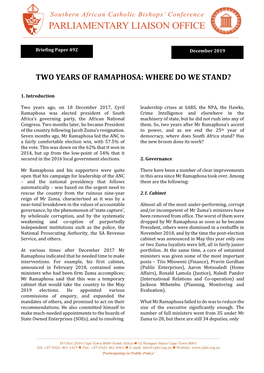 BP 492 Two Years of Ramaphosa- Where Do We Stand