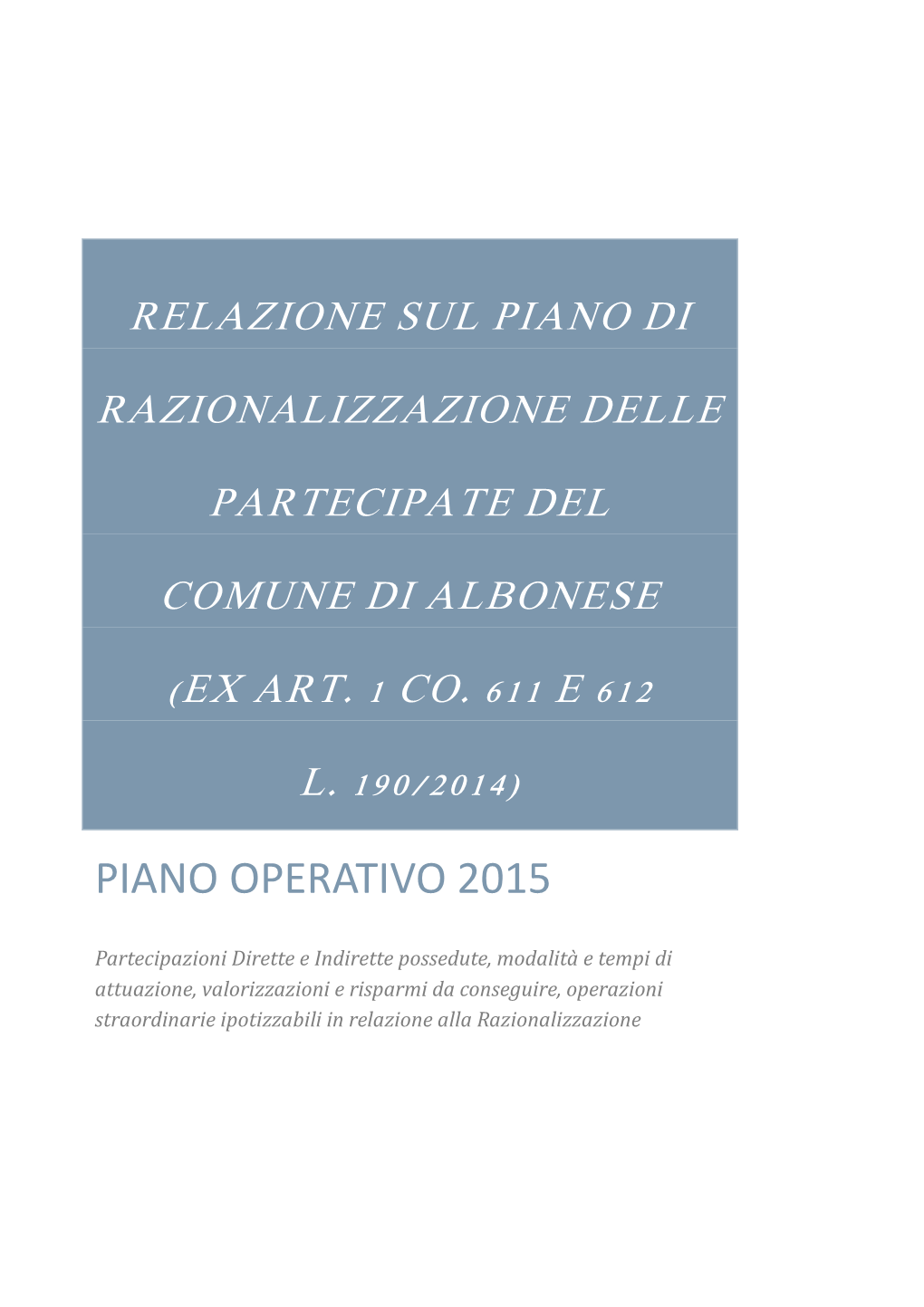 Piano Di Razionalizzazione Delle Partecipate.Pdf