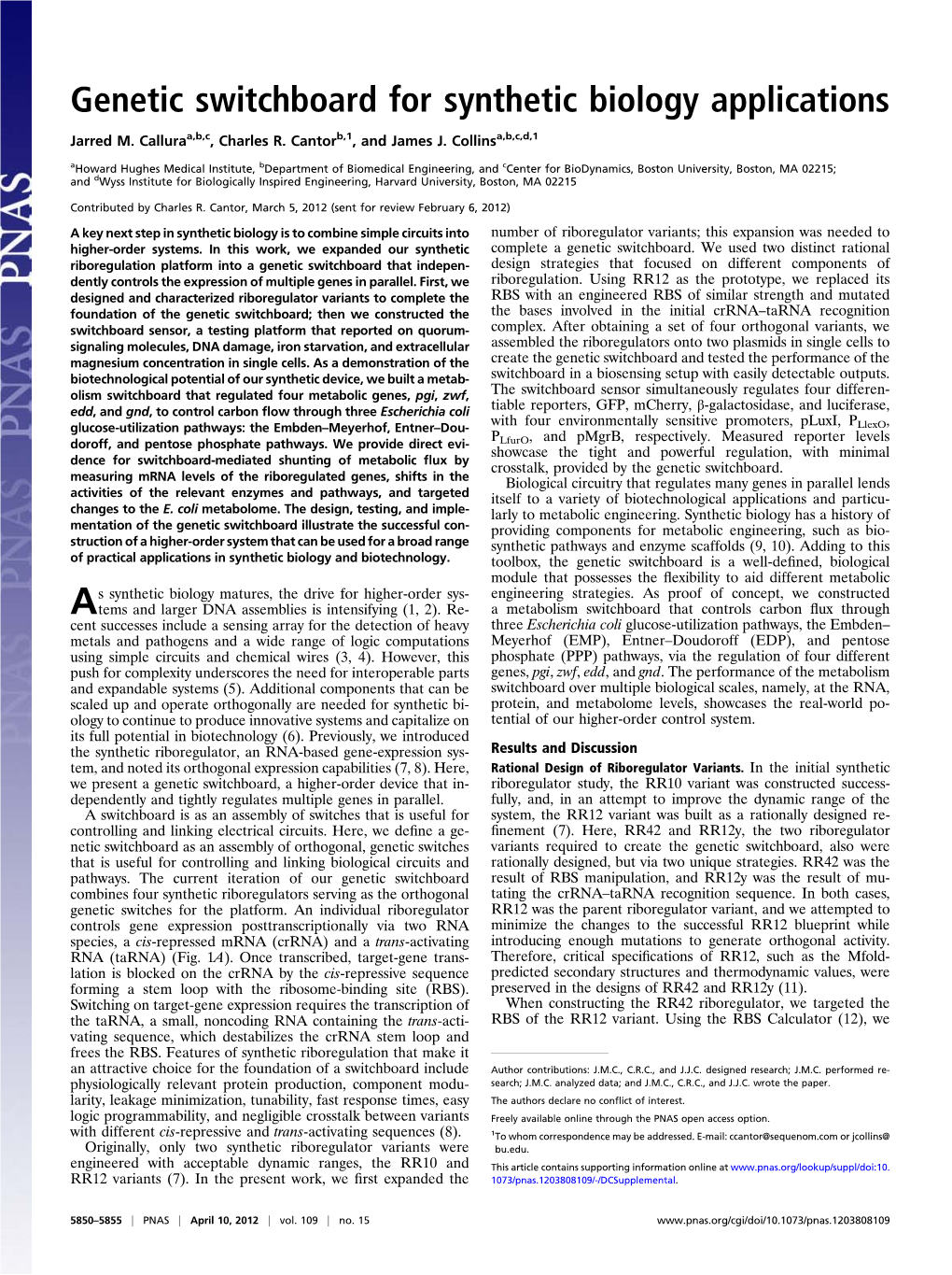 Genetic Switchboard for Synthetic Biology Applications