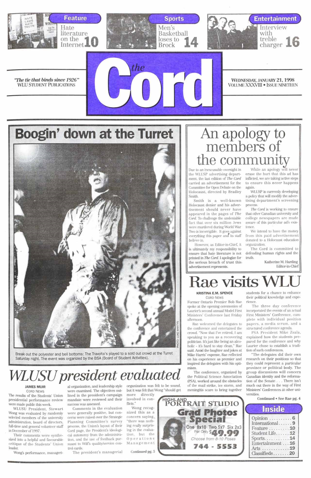The Cord Weekly (January 21, 1998)