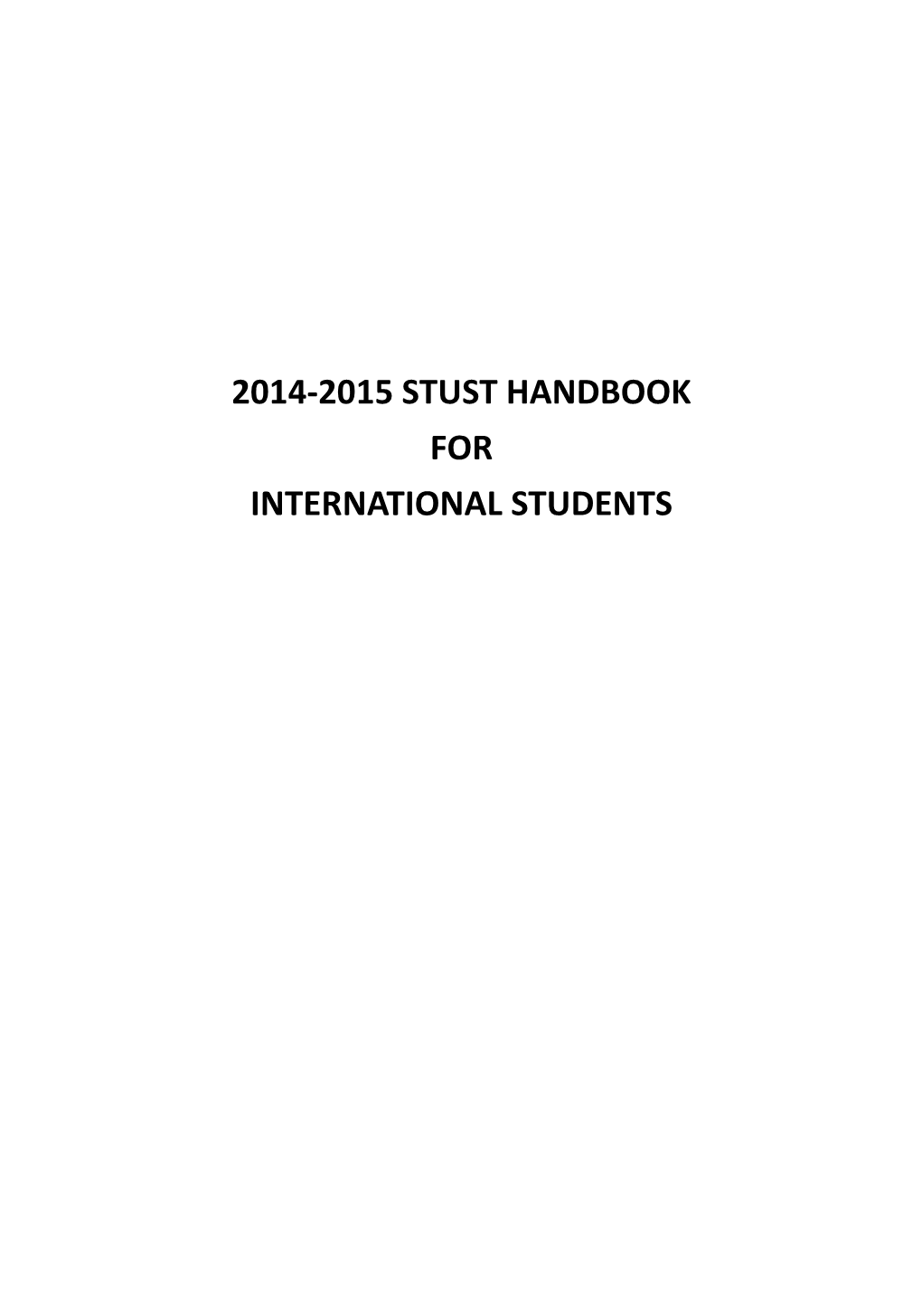 2014-2015 Stust Handbook for International Students