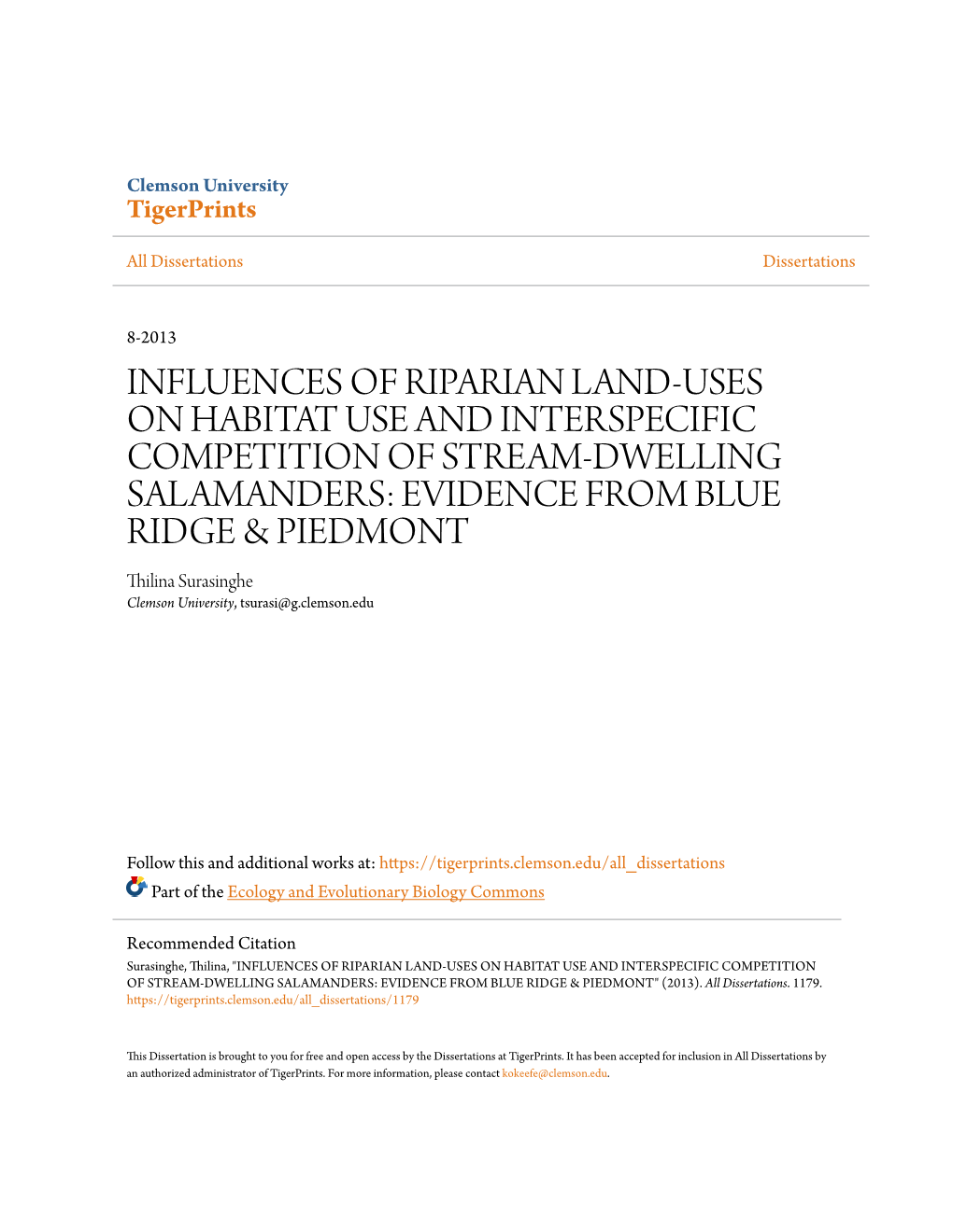 Influences of Riparian Land-Uses on Habitat Use