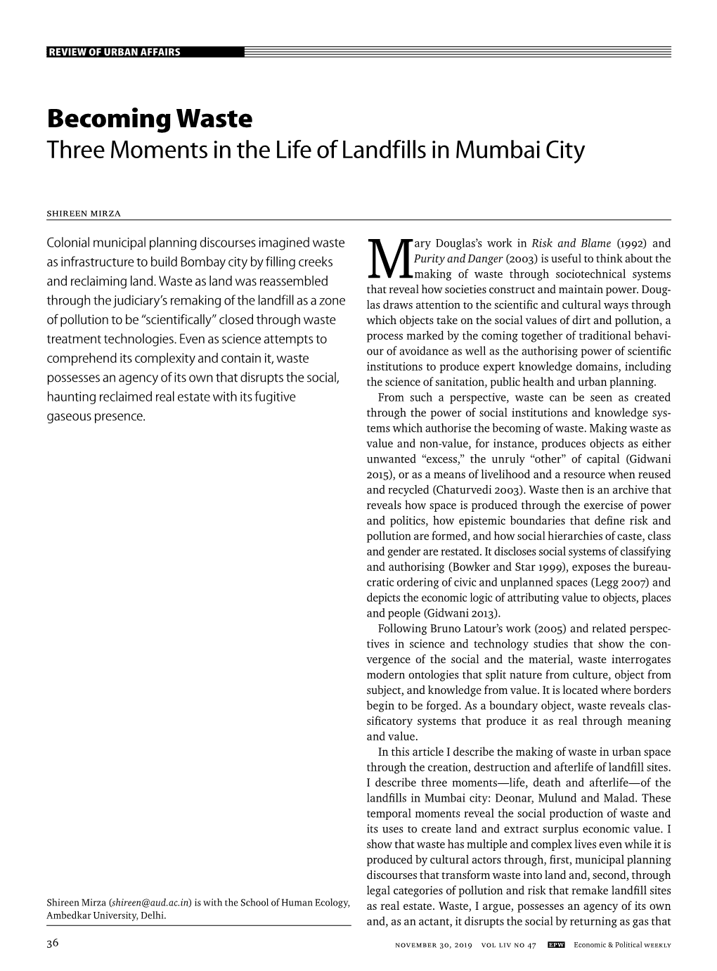 Becoming Waste Three Moments in the Life of Landfills in Mumbai City