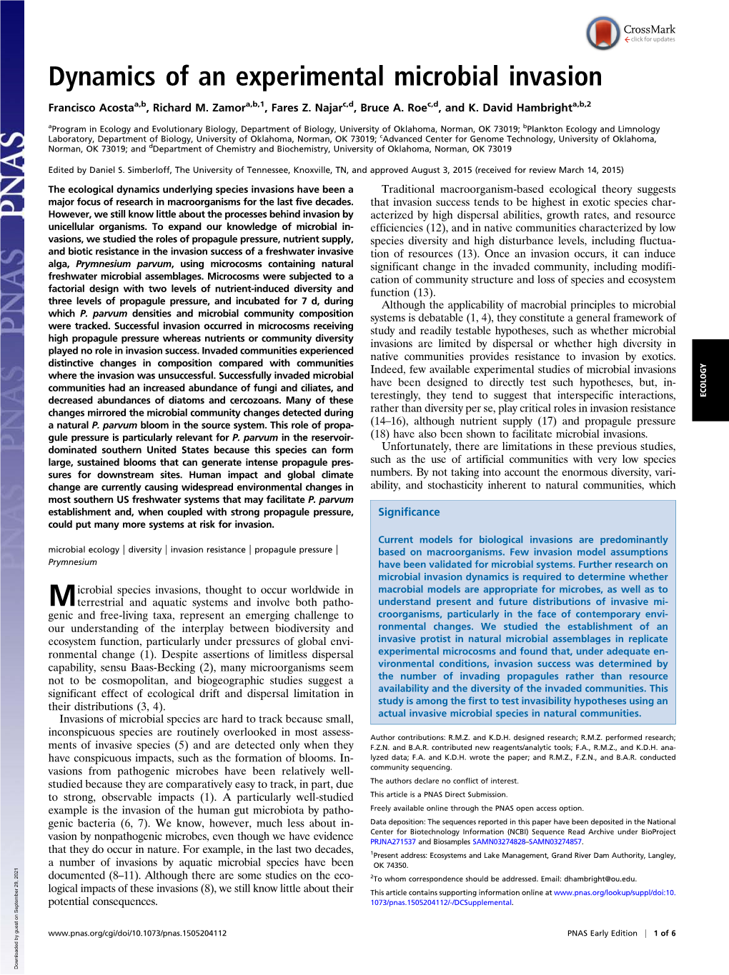 Dynamics of an Experimental Microbial Invasion