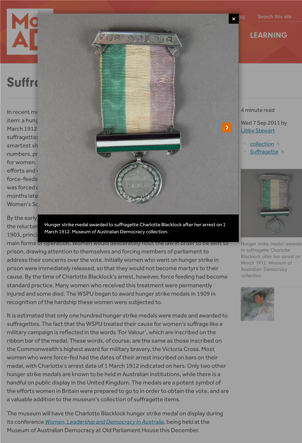 Suffragette Hunger Strike Medal