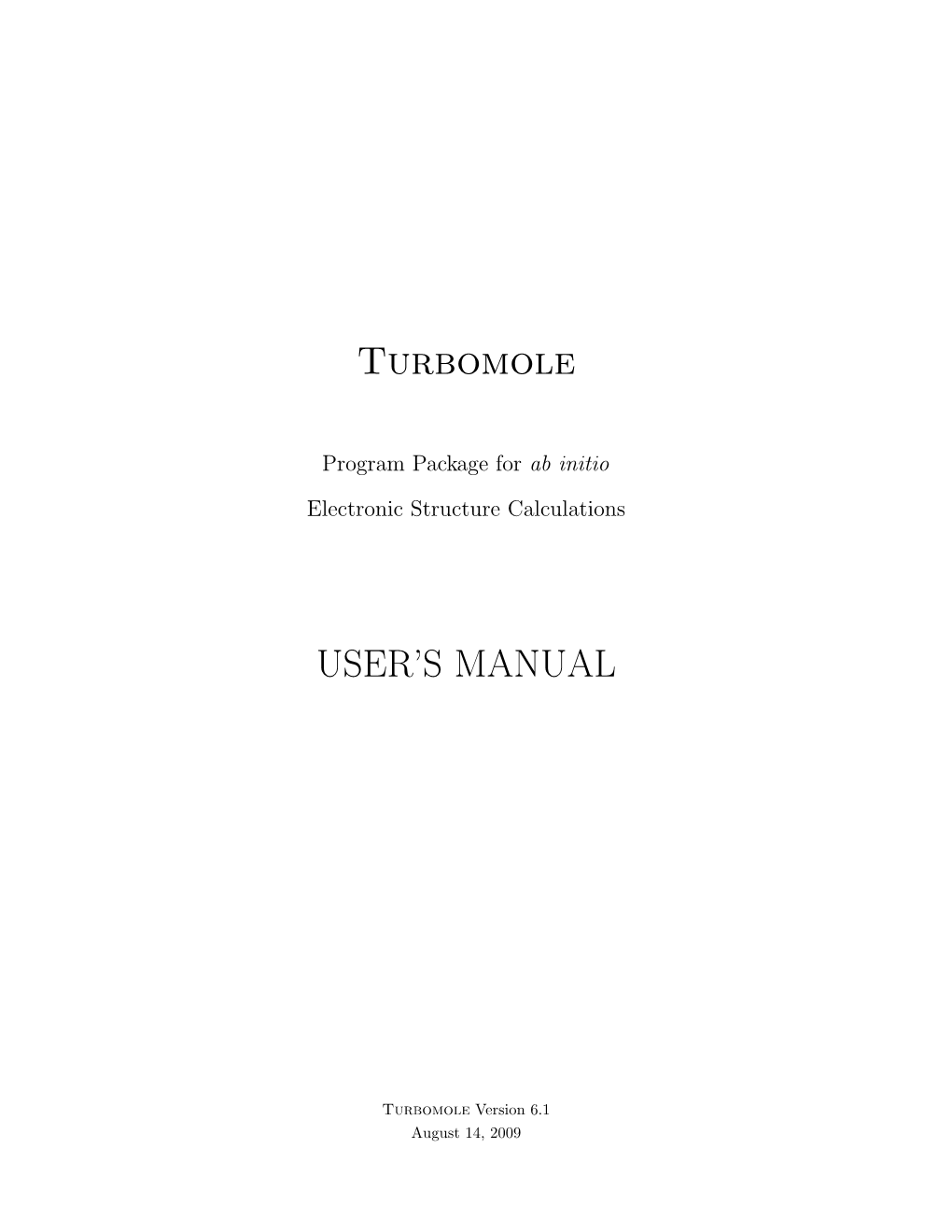 Turbomole USER's MANUAL