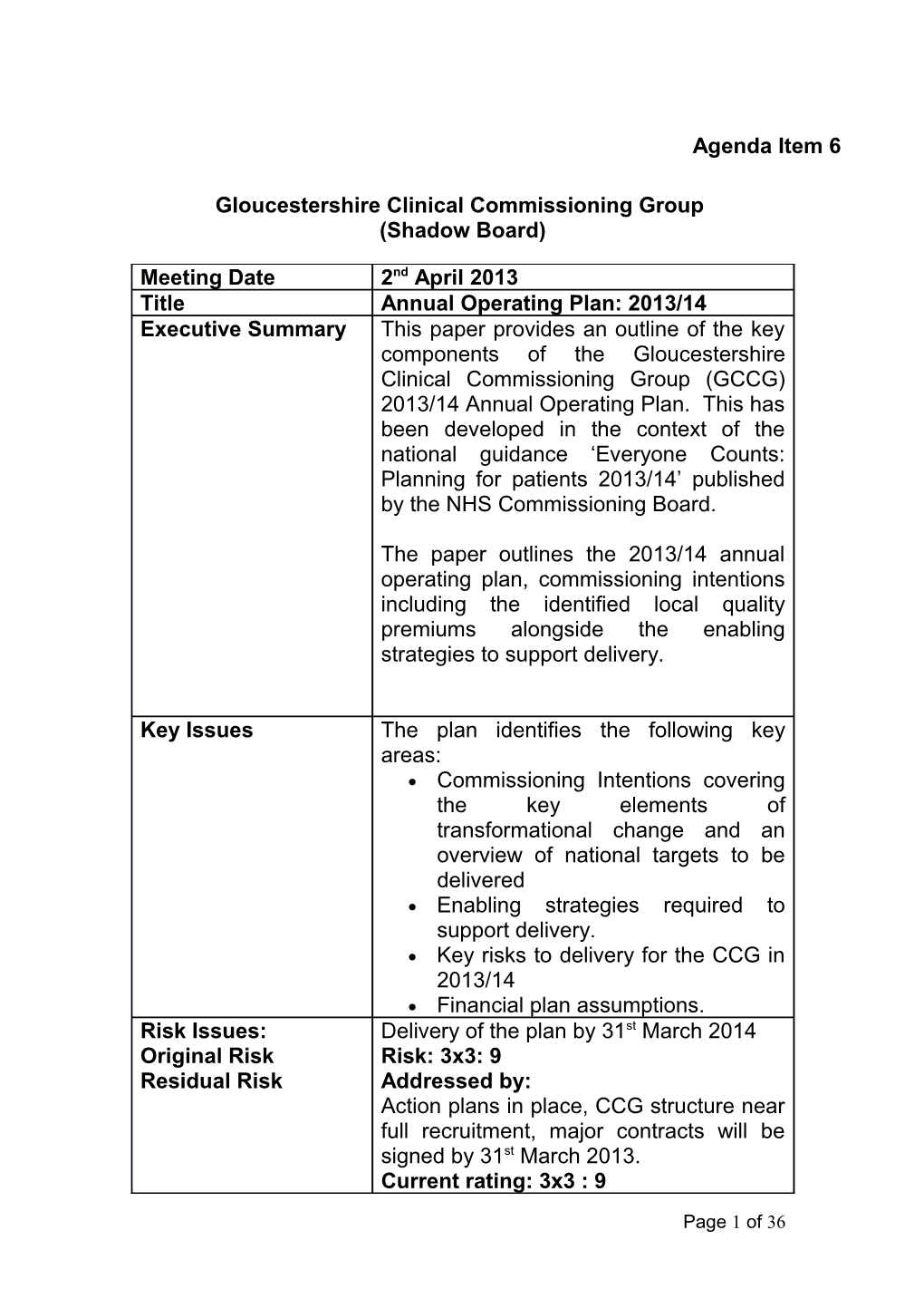 Gloucestershire Clinical Commissioning Group