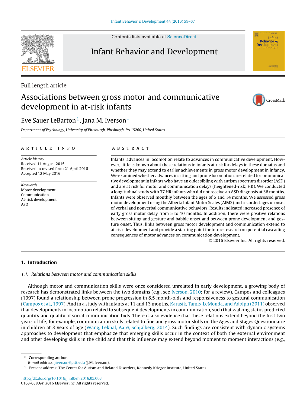 Associations Between Gross Motor and Communicative Development In