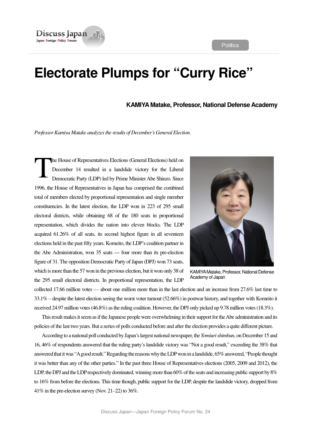 Electorate Plumps for “Curry Rice”