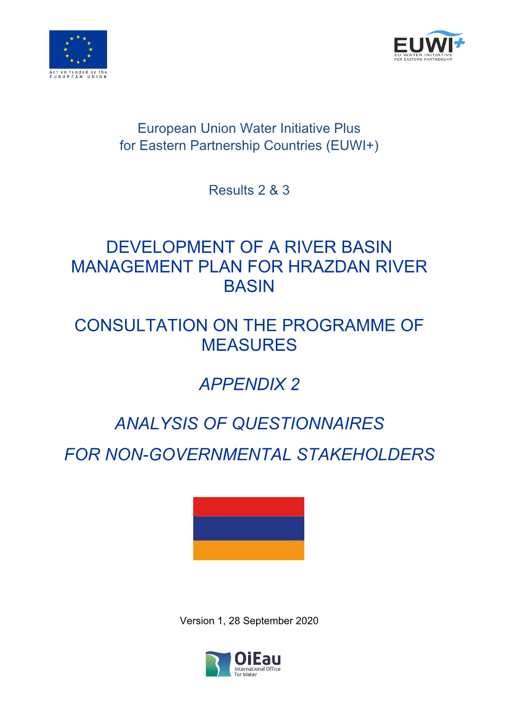 Development of a River Basin Management Plan for Hrazdan River Basin