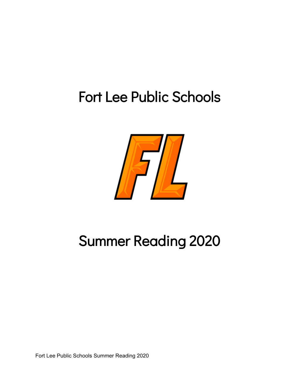 Fort Lee Public Schools Summer Reading 2020