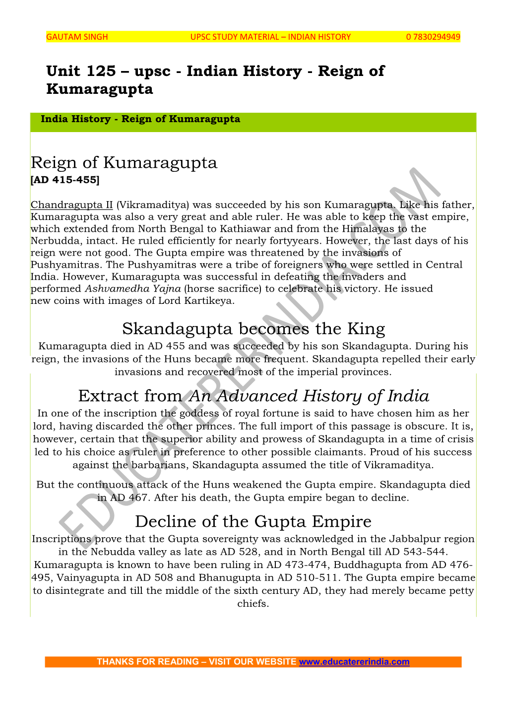 Reign of Kumaragupta