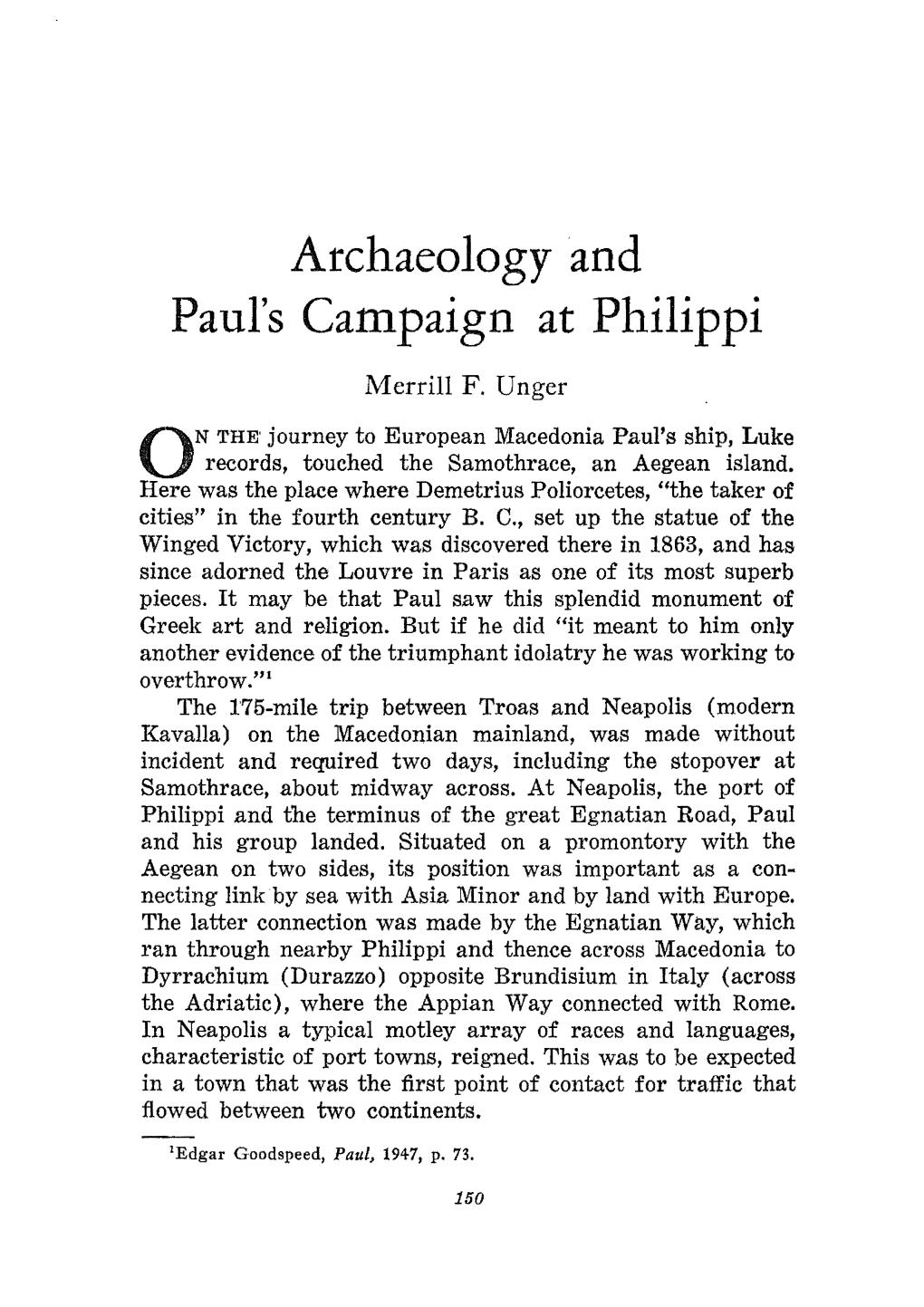 Merrill F. Unger, "Archaeology and Paul's Campaign at Philippi,"