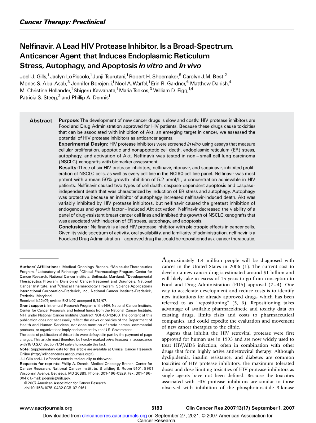 Nelfinavir, a Lead HIV Protease Inhibitor, Is a Broad-Spectrum