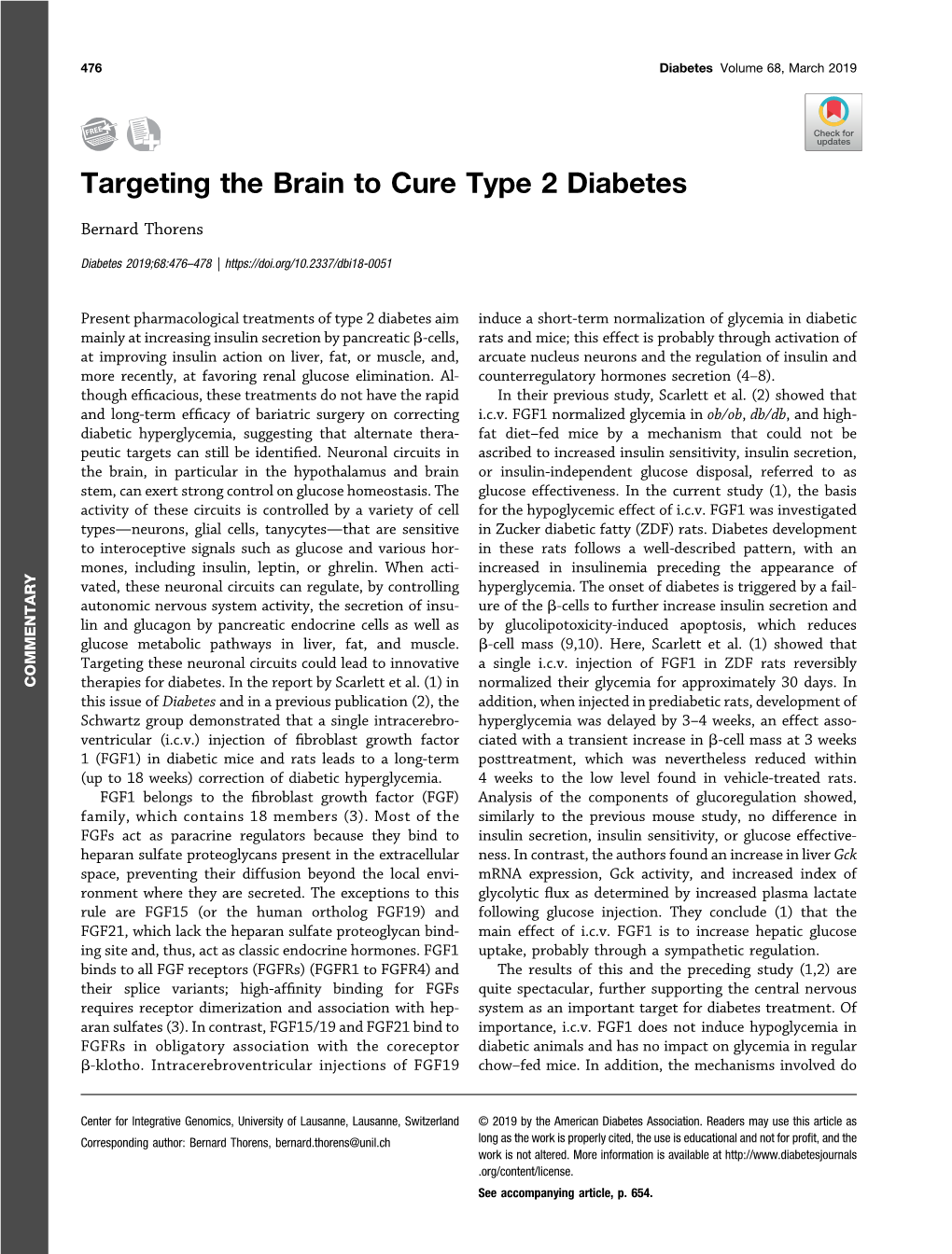 Targeting the Brain to Cure Type 2 Diabetes