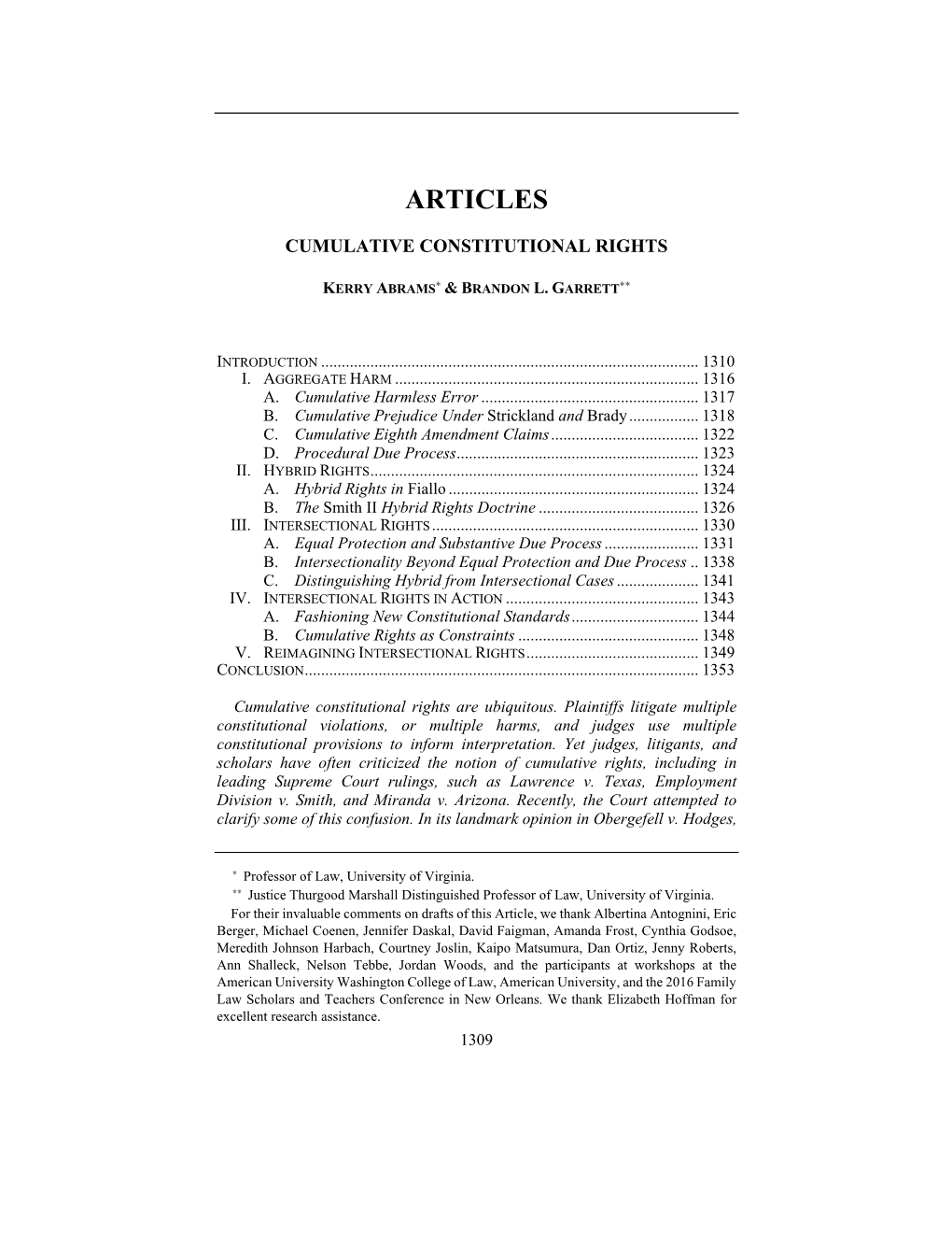 Cumulative Constitutional Rights