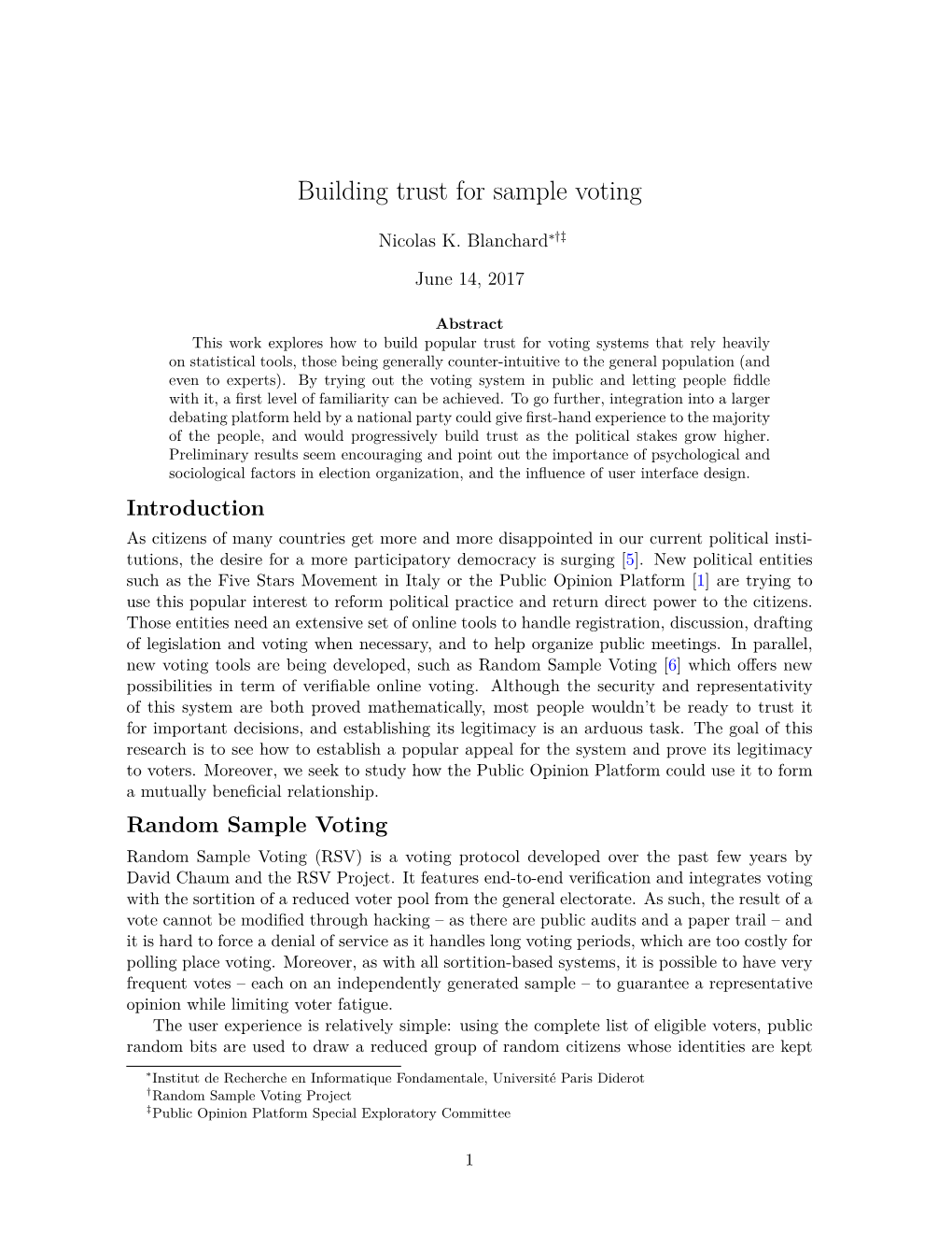 Building Trust for Sample Voting