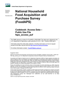 Codebook: Access Data – Public Use File Faps Access Puf