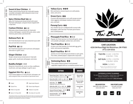 Thai Bloom Food Cart Menu Descriptions & Pricing