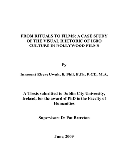 From Rituals to Films: a Case Study of the Visual Rhetoric of Igbo Culture in Nollywood Films