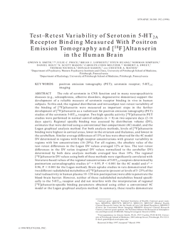 Test–Retest Variability of Serotonin 5-HT2A Receptor Binding Measured with Positron Emission Tomography and [18F]Altanserin in the Human Brain