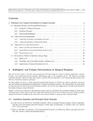 Contents 4 Arithmetic and Unique Factorization in Integral Domains