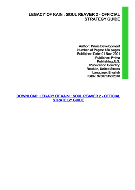 Legacy of Kain : Soul Reaver 2 - Official Strategy Guide