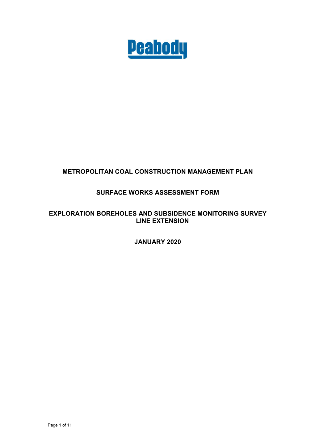 Exploration Boreholes and Subsidence Monitoring Survey Line Extension