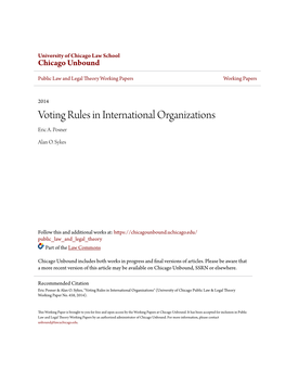 Voting Rules in International Organizations Eric A