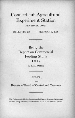 Report on Commercial Feeding Stuffs 1917: Index and Reports