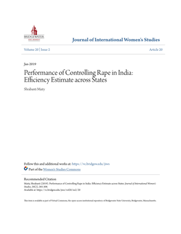 Performance of Controlling Rape in India: Efficiency Estimate Across States Shrabanti Maity